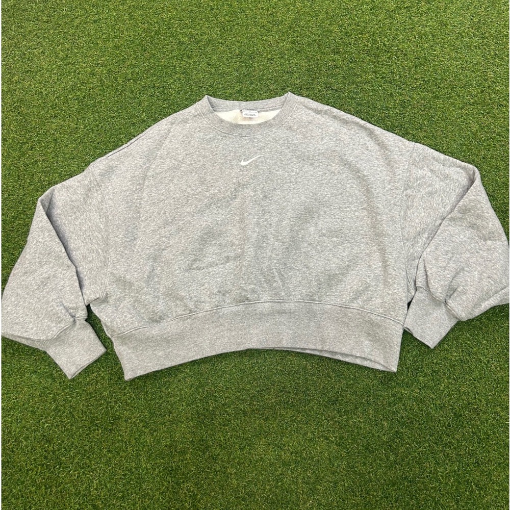 Nike Sportswear Phoenix Fleece Oversized Crop Sweatshirt Grey Small DQ5733-063